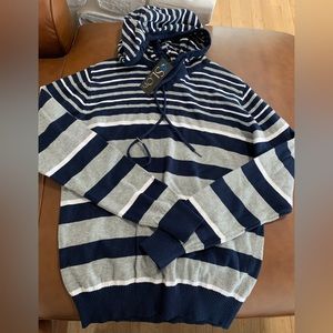NWT, unisex small striped, hooded sweater